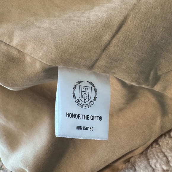 Honor‎ the Gift Crop Ribbed Fleece Zip Jacket Small Tan Cream - Picture 13 of 13